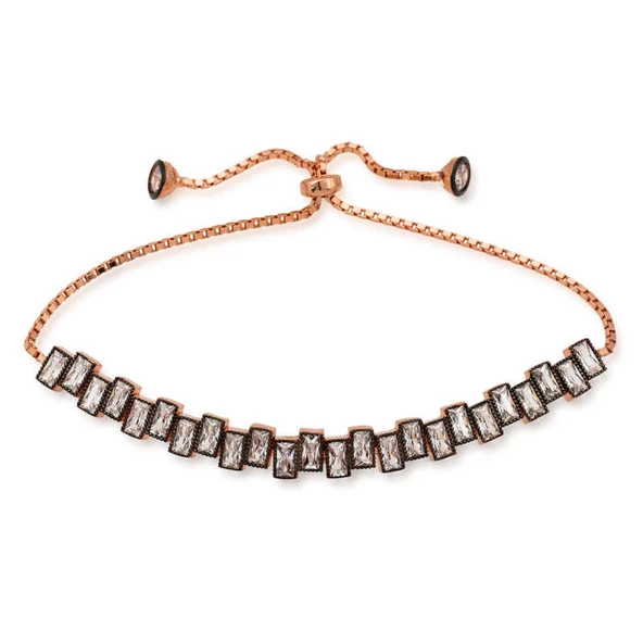 Lucky Life 925 Ayar Gumuss  Rose Baget Taşlı Asansör Bileklik