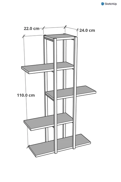 5 Raflı Çiçeklik Metal Saksı Standı Saksılık Beyaz - 3
