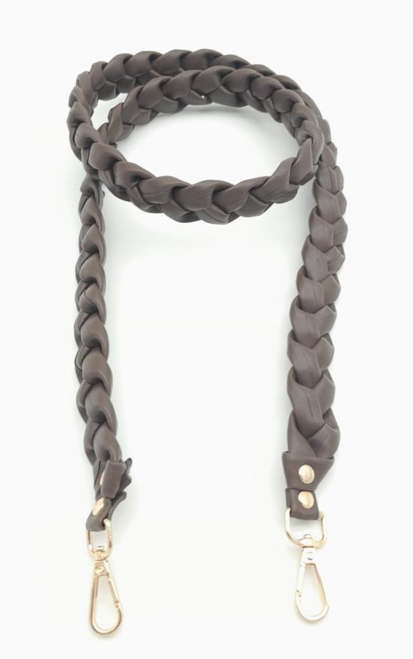 Angel Çanta Aksesuar 130 cm Örgü Model Kahverengi Suni Deri Çanta Sapı Light Gold Metalli - Resim 3