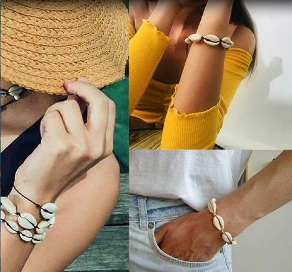 Kolye Bileklik Set Plaj Deniz Kabuklu Ayarlanabilir Arkadaş Doğum Günü - 3