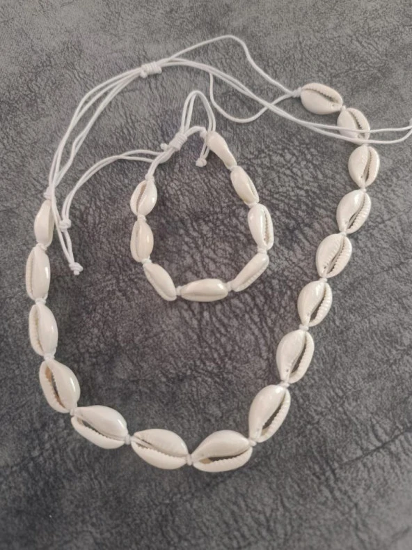 Kolye Bileklik Set Plaj Deniz Kabuklu Ayarlanabilir Arkadaş Doğum Günü - 6