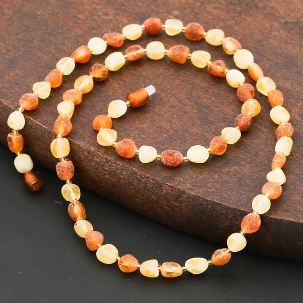 Lucky Life 925 Ayar Gumuss Yetişkin Damla Kehribar Kolye - 4