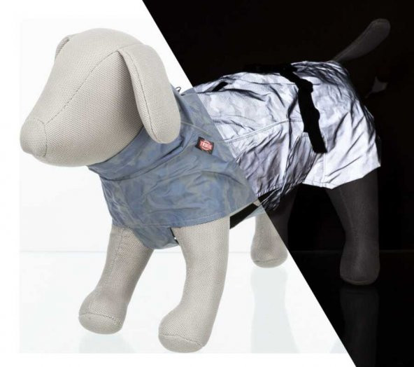 Trixie Köpek Yağmurluğu  FosforluReflektiv  L:62cm  Gümüş Mavi