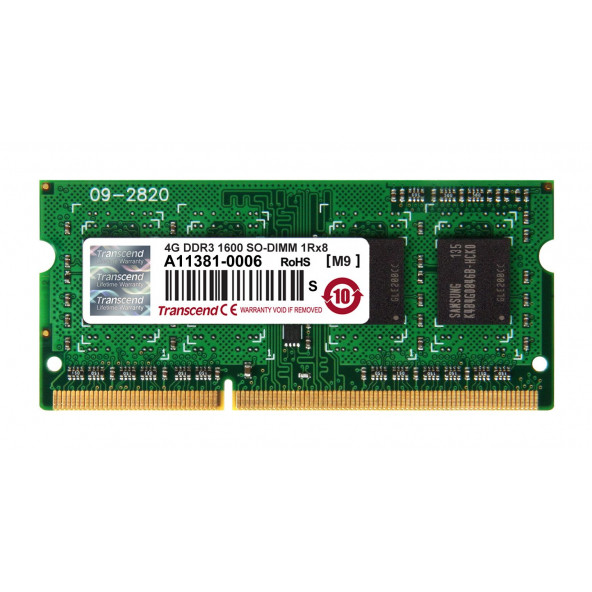 Transcend TS512MSK64 V6H 4 GB (1600 MHz, CL11) DDR3 NOTEBOOK RAM BELLEK