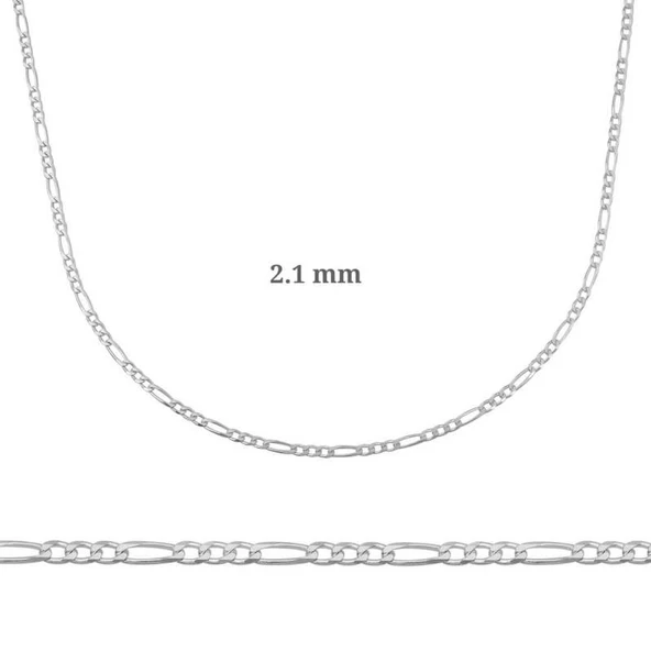 2.1 mm Lucky Life 925 Ayar Gumuss Figaro Zincir - 0.60 mikron