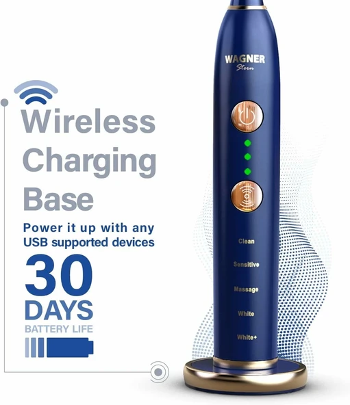 Wagner Stern WHITEN+ Sürümü. Akıllı Elektrikli Diş Fırçası - Kraliyet Mavi - 4