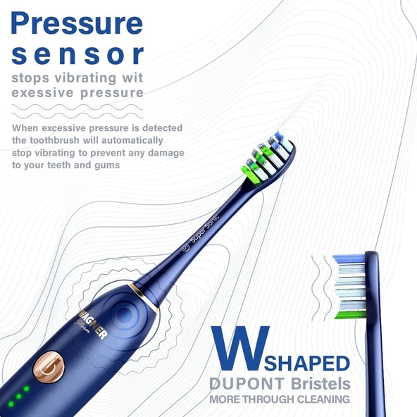 Wagner Stern WHITEN+ Sürümü. Akıllı Elektrikli Diş Fırçası - Kraliyet Mavi - 2