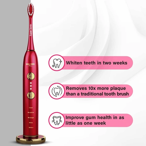 Wagner Stern WHITEN+ Sürümü. Akıllı Elektrikli Diş Fırçası - Yakut Kırmızı - 4