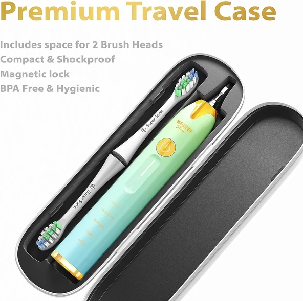 Wagner Stern Basınç Sensörlü Ultrasonik Beyazlatıcı Diş Fırçası - Mavi-Yeşil - 4