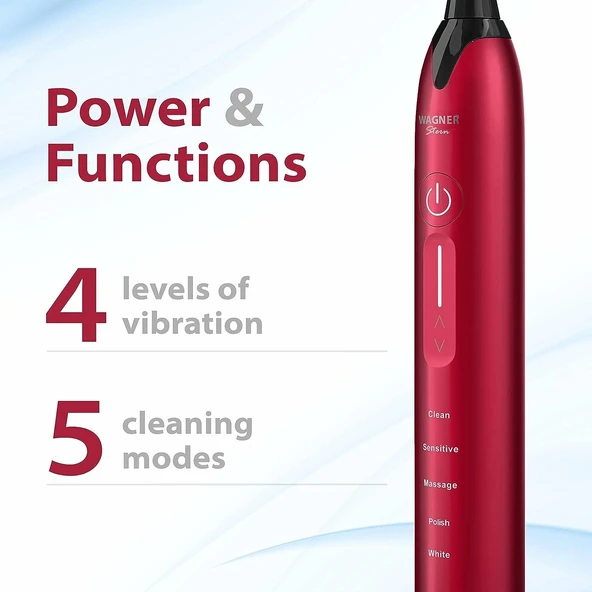 Wagner Stern Basınç Sensörlü Ultrasonik Beyazlatıcı Diş Fırçası - Bordo - 3