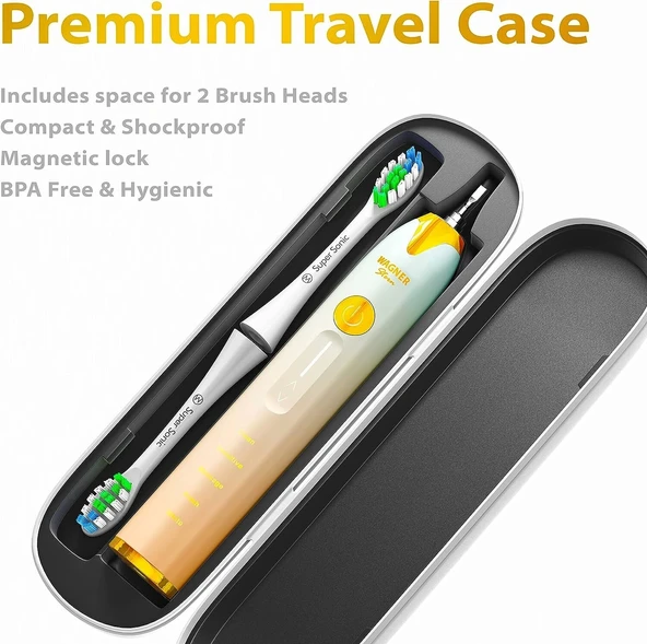 Wagner Stern Basınç Sensörlü Ultrasonik Beyazlatıcı Diş Fırçası - Şeftali-Mavi - 3