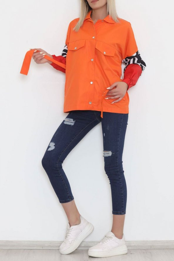 Kolları Baskı Detaylı Yağmurluk Oranj - 1364.1367. - 2