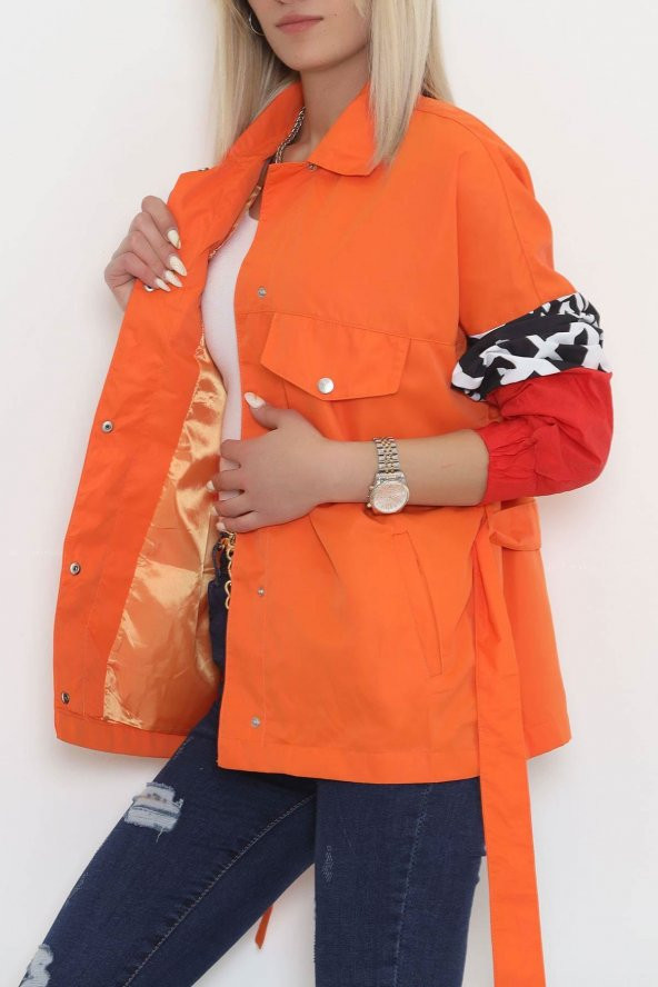 Kolları Baskı Detaylı Yağmurluk Oranj - 1364.1367. - 3