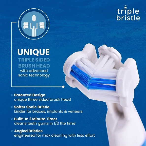 Triple Bristle GO - Üç Taraflı Sonic Diş Fırçası - Yumuşak Naylon Kıllar - 1 Adet - 2