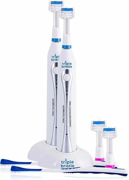 Triple Bristle Orijinal Sonic Diş Fırçası - Şarj Edilebilir Diş Fırçası - 2 Adet