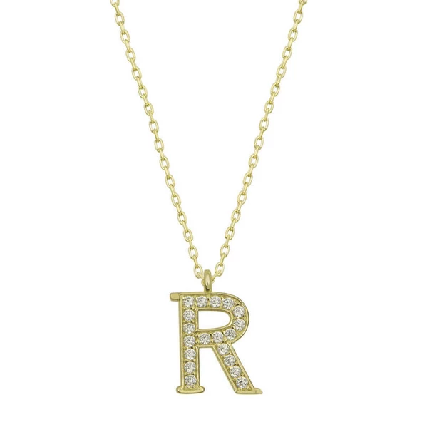 Lucky Life 925 Ayar Gumuss  Gold R Harfi Lucky Life Lucky Life Lucky Life Kadın Kolye