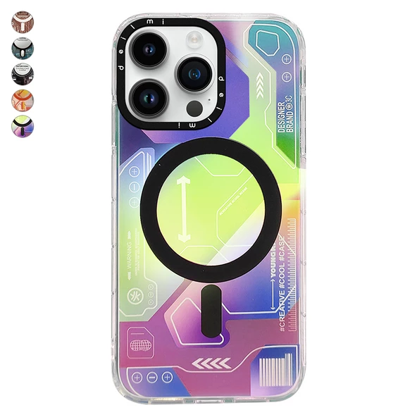 iPhone 14 Pro Kılıf Magsafe Özellikli Infinity Desenli Silikon Kapak