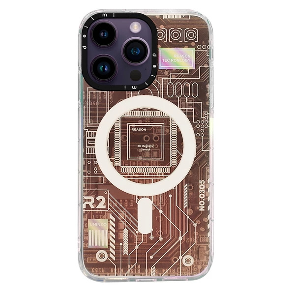 iPhone 14 Pro Max Kılıf Magsafe Özellikli Infinity Desenli Silikon Kapak - 6