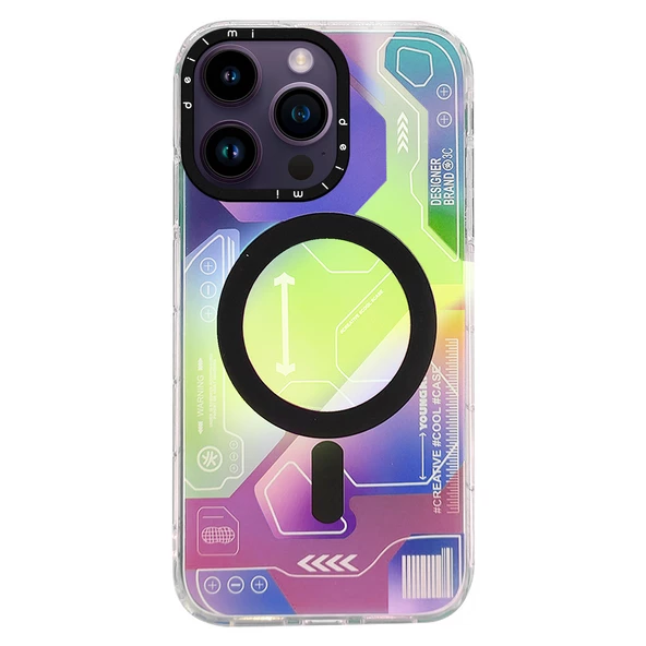 iPhone 14 Pro Max Kılıf Magsafe Özellikli Infinity Desenli Silikon Kapak - 5