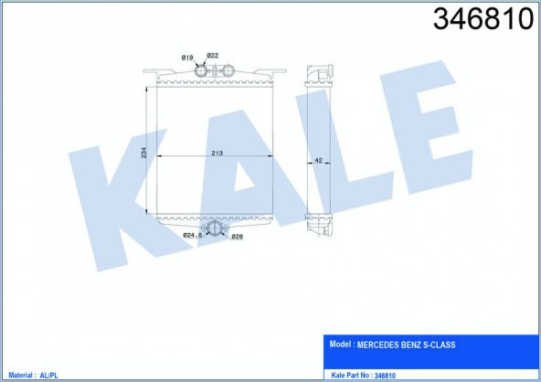 KALE KALORİFER RADYATÖRÜ MERCEDES BENZ S SERİSİ 91-98 240x207x48