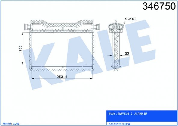 KALE 346750-KALORİFER RADYATÖRÜ BMW 5 SERİSİ-6 SERİSİ-7 SERİSİ