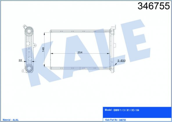 KALE KALORİFER RADYATÖRÜ BMW 1 E81-E87 04-12 -BMW 1 COUPE E82-E88 07 BMW 3 E90-E91 05