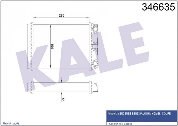 KALE 346635-KALORİFER RADYATÖRÜ MERCEDES W124 87-93 S124 87-92 C124 87-92