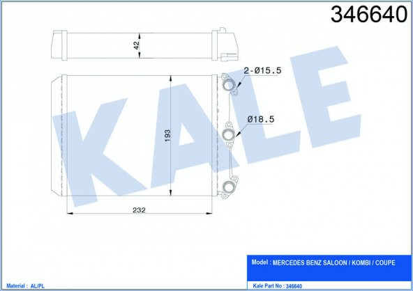 KALE KALORİFER RADYATÖRÜ MERCEDES W124 86-94