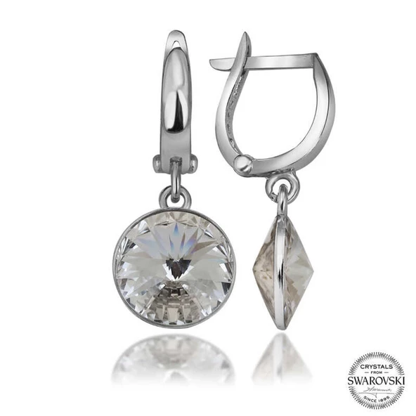 Swarovski Crystal Taşlı Lucky Life 925 Ayar Gumuss  Beyaz Sallantılı Lucky Life Lucky Life Kadın Küpe