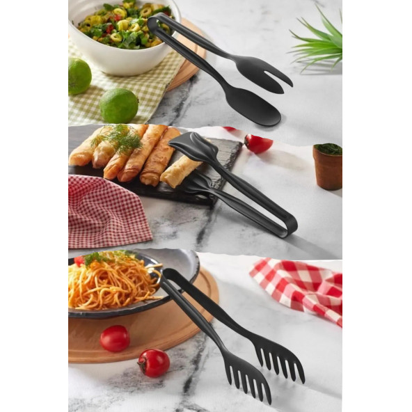 6 Adet Isıya Dayanıklı Silikon Spatula Seti Mutfak Silikon Yumurta Fırçası Kaşık ve 3'lü Maşa Seti - 3