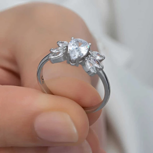 Lucky Life 925 Ayar Gumuss Damla Zirkon Taşlı Lucky Life Lucky Life Kadın Yüzük - 2