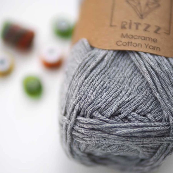 İnce Koton Makrome İpi // 1,5MM // 038 // Gri - Resim 2