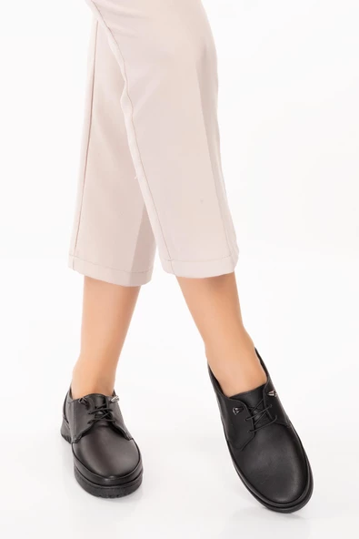 Artı-Artı001-2244 Hakiki Deri Ortopedik Kadın Siyah Ayakkabı - Resim 3