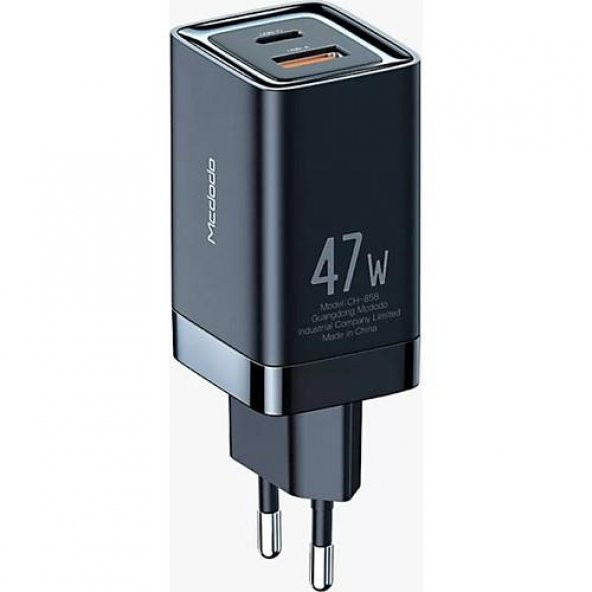 Mcdodo CH-8581 Gan 47W TypC USB Giriş Mini Hızlı Şarj Adaptörü - Siyah