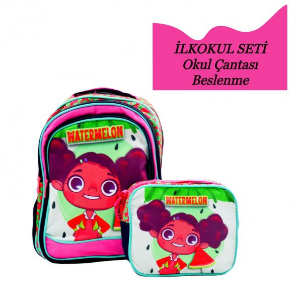 Sentor 3 Bölmeli İlkokul Okul Sırt Çantası Ve Beslenme Çantası Watermelon Siyah - 2