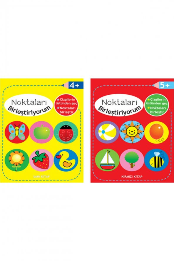 Noktaları Birleştiriyorum Serisi - Kırmızı+sarı Kitap / Okul Öncesi / Sayma - Çizme / 2 Kitap / Set