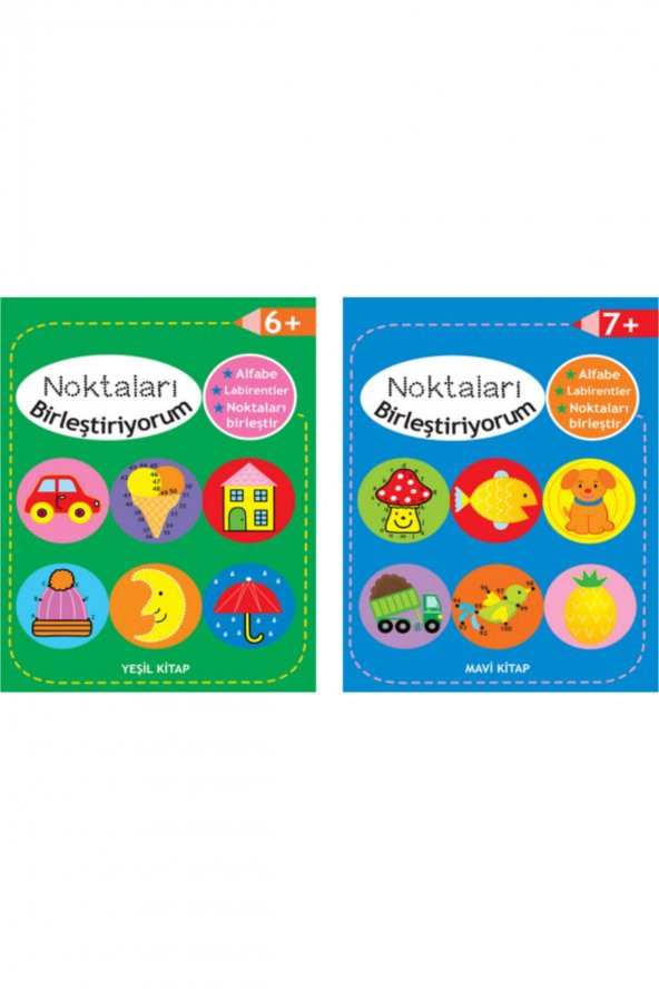 Noktaları Birleştiriyorum Serisi - Mavi+yeşil Kitap / Okul Öncesi / Sayma - Çizme / 2 Kitap / Set - 1