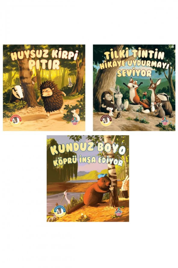 Ormandan Hikayeler Serisi - Kunduz Boyo + Huysuz Kirpi Pıtır + Tilki Tintin Set Hikaye 3 Kitap