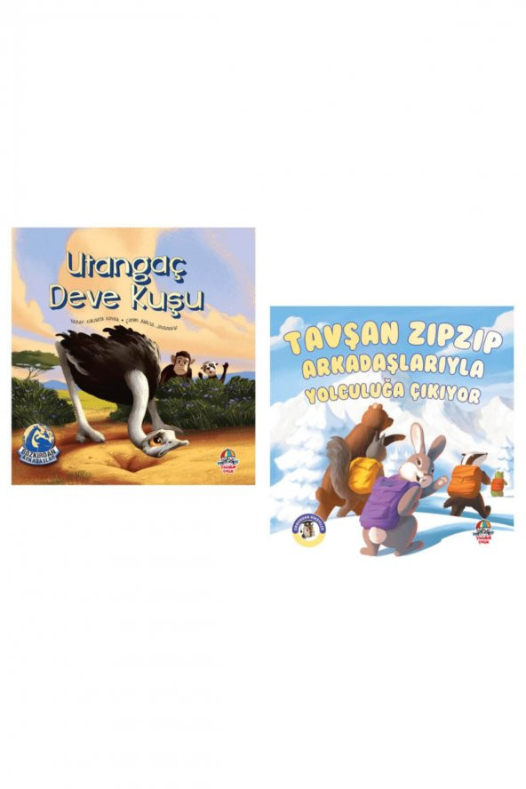 Utangaç Deve Kuşu + Tavşan Zıpzıp Arkadaşlarıyla Yolculuğa Çıkıyor Hikaye Kitabı Set 2 Kitap - 1