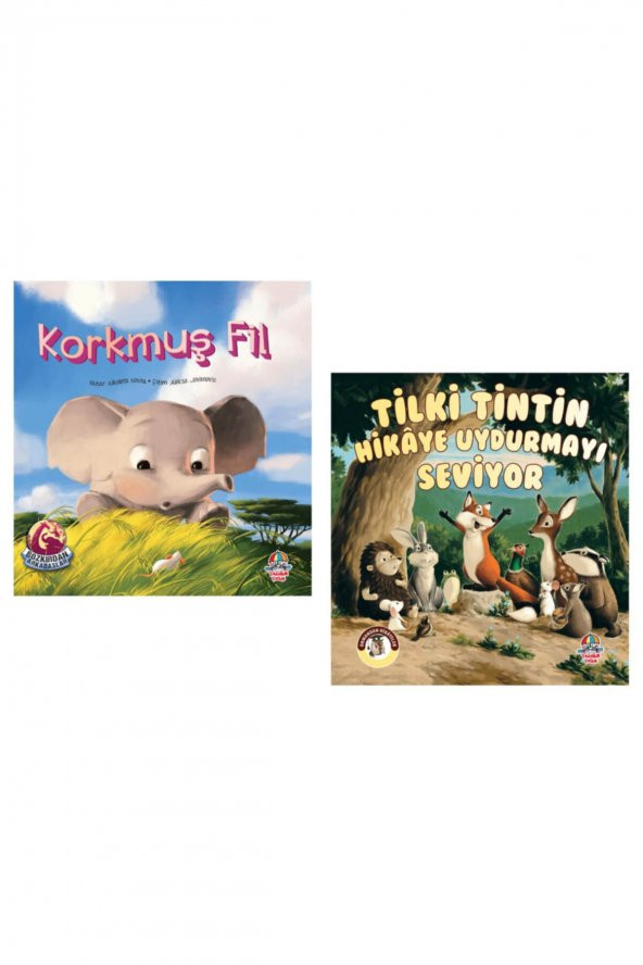 Korkmuş Fil + Tilki Tintin Hikaye Uydurmayı Seviyor Hikaye Kitabı – Öykü 6 + Yaş Set 2 Kitap
