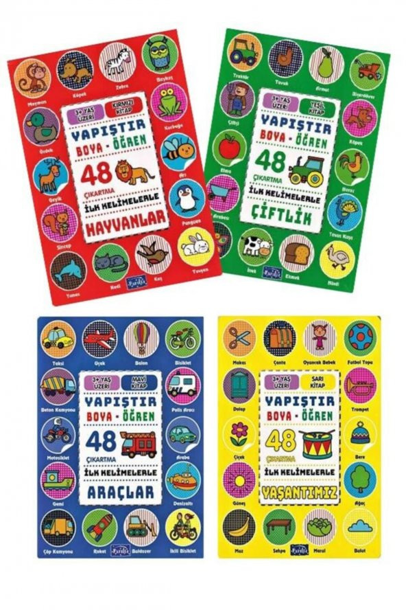 İlk Kelimeler Yapıştır Boya Öğren 4 kitap Set ürün görseli