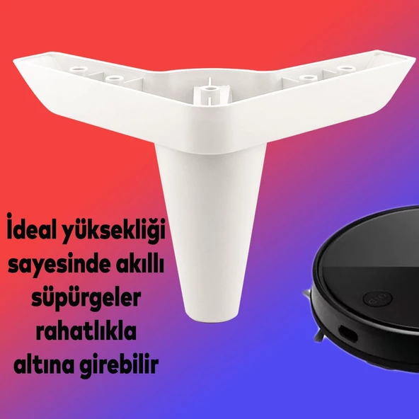 Aspen 6'lı Set Mobilya Tv Ünitesi Çekyat Koltuk Kanepe Baza Destek Ayağı Ayakları 11 Cm Beyaz Ayak - 5