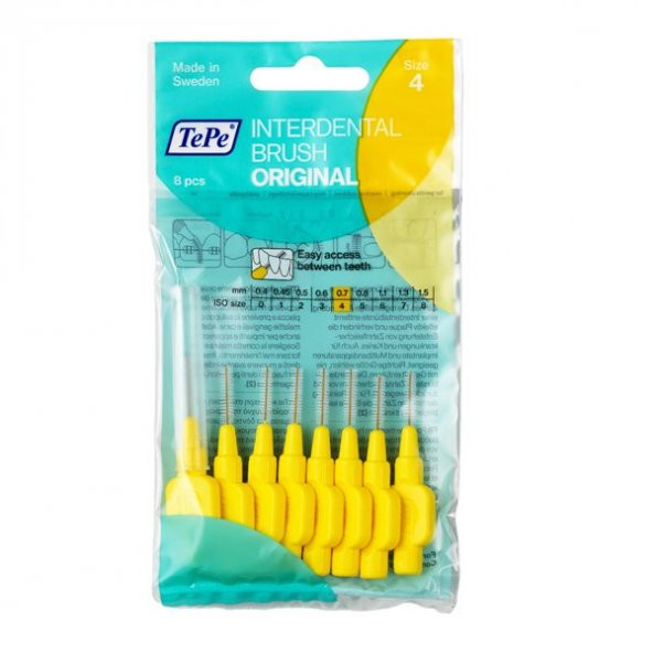 Tepe Diş Arası Fırçası 0.7 mm Sarı 8 li