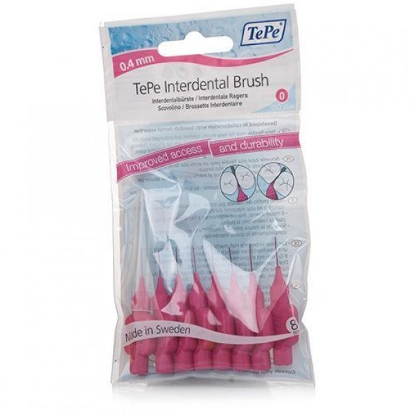 Tepe Diş Arası Fırçası 0.4 mm Pembe 8 li