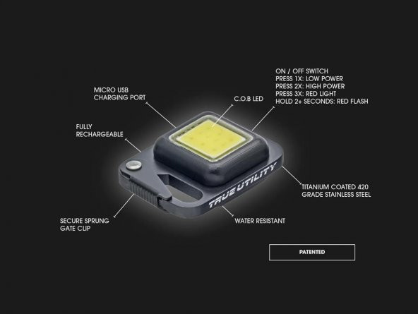 True Utility 919K Buttonlite Şarjlı Anahtarlık | Fener - 11