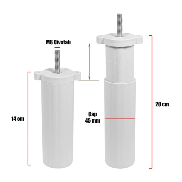Aspen 6'lı Set Mobilya Tv Ünitesi Koltuk Kanepe Konsol Destek Ayağı Ayakları 18 Cm Krem M8 - Resim 3