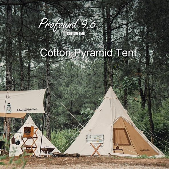 Naturehike Profound 9.6 Carpa Glamping Aile Çadırı | Cotton Pyramid Kanvas | - 12