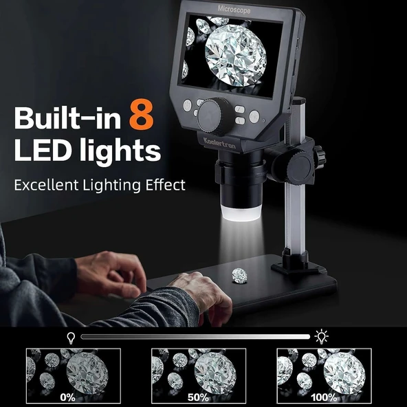 Koolertron 8MP 1-1000X Büyütme 4.3 Inc LCD Dijital USB Mikroskop - 4