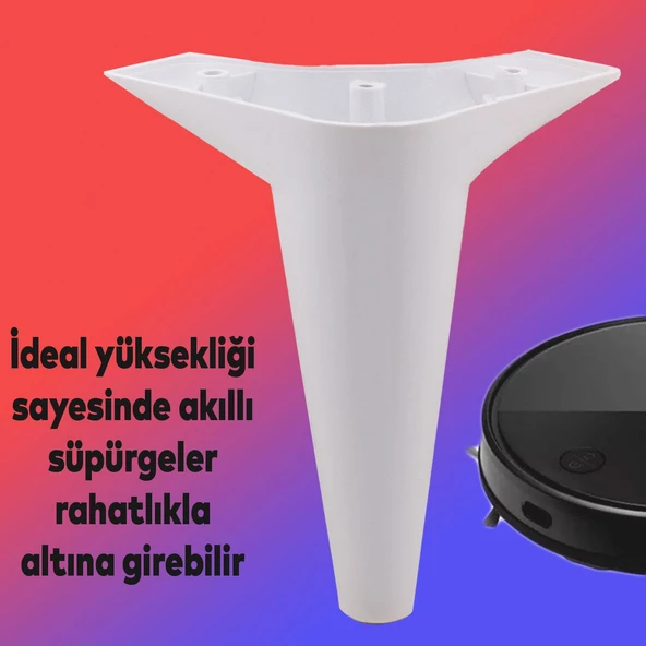 Aspen 6'lı Set Mobilya Tv Ünitesi Koltuk Kanepe Konsol Destek Ayağı Ayakları 18 Cm Beyaz M8 - 6