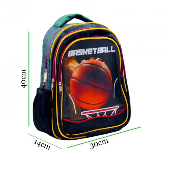 Sentor 3 Bölmeli İlkokul Okul Sırt Çantası Ve Beslenme Çantası Basketball Bordo - 3